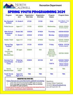 Spring 2024 Youth Programming Schedule
