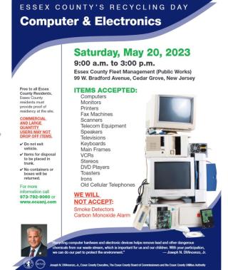 Essex County Computers & Electronics Recycling Day May 20, 2023