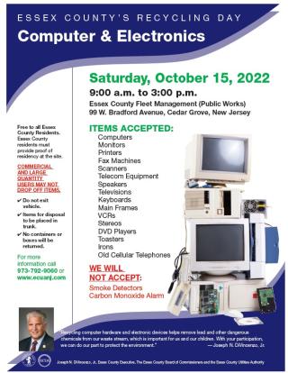 Essex County Computers & Electronics Recycling Day October 15, 2022