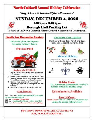 Joy Peace and Goodwill Annual Holiday Celebration Flyer