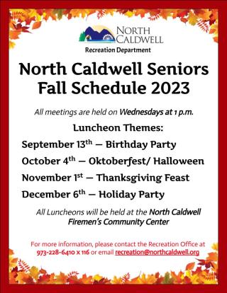 North Caldwell Seniors Fall Schedule 2023