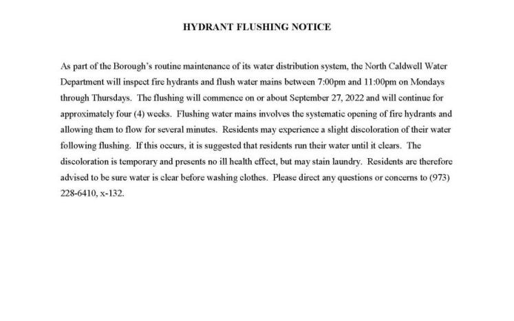 Hydrant Flushing Notice